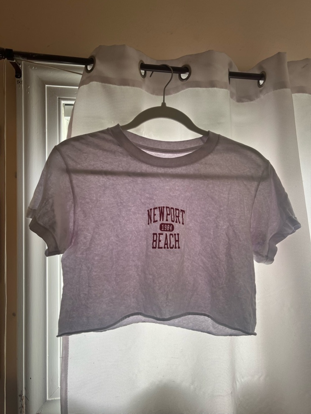 Newport Beach Cropped Tee — White with Red Logo